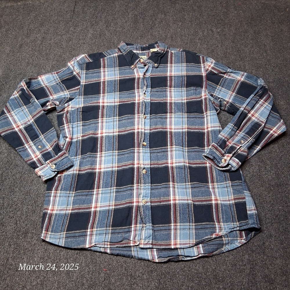 Red Head Brand Co Flannel Shirt Men Sz XL Blue Plaid Long Sleeve Pocket